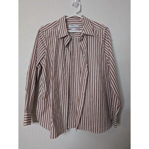 Foxcroft Striped Wrinkle Free No Iron Shaped‎ Fit Button Front Shirt Size 14